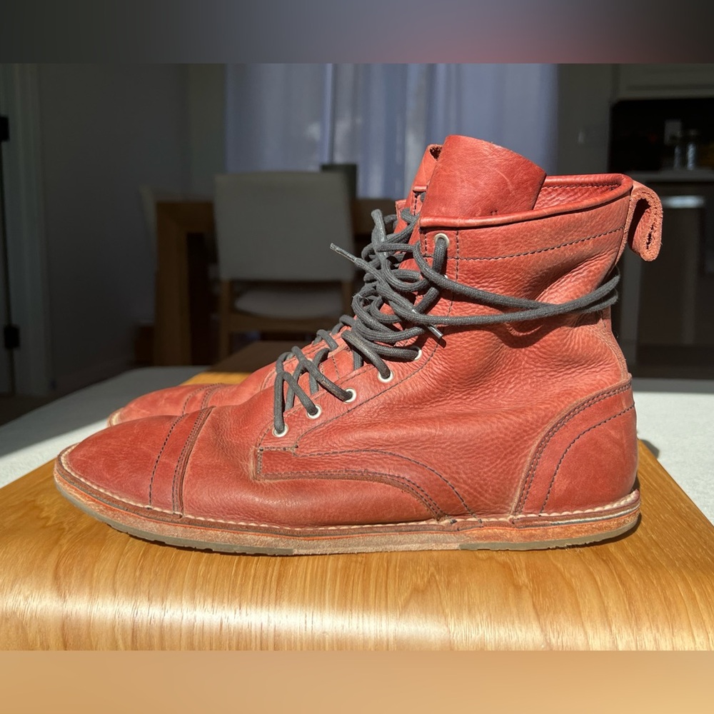 Men's Davinci Primavera Minimalist Leather Boots in Natural Oxblood 9.5